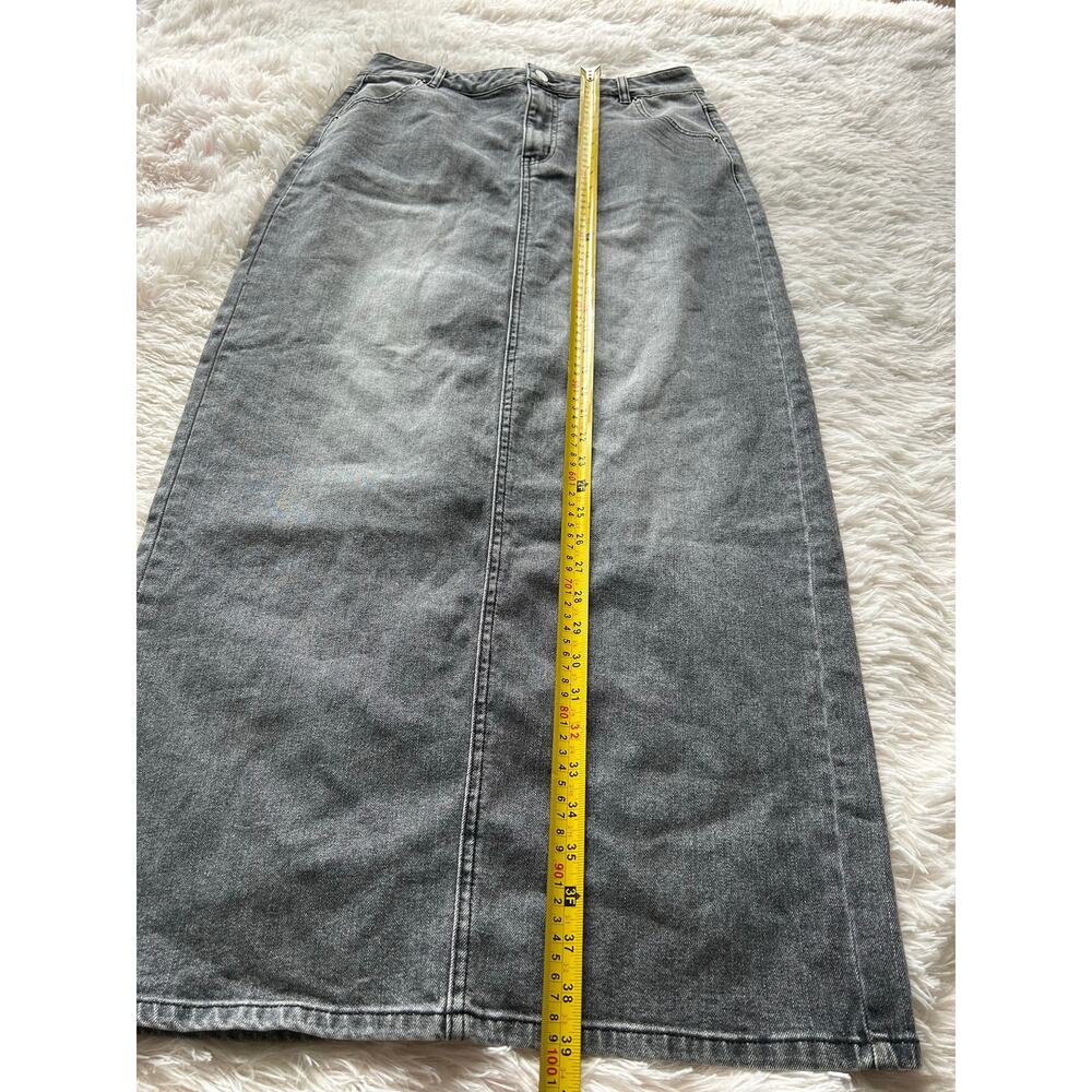 Urban Revivo Grey Denim Midi Skirt US 8 Vintage Style - Picture 8 of 8